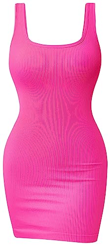 OLCHEE Womens Mini Tank Dresses Ribbed Sleeveless...