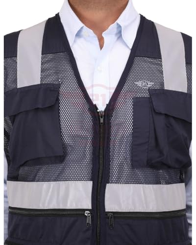 Image of CLUB TWENTY ONE Unisex-adult Polyester And Mesh Reflective Casual Style Jacket With Strips Or Tape (Navy Blue, 2X-Large)