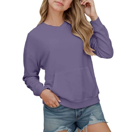 V Neck Boys Girls Sweatshirts Fleece Oversized Sweatshirts Long Sleeve Winter Fall Casual Y2K Soft Pullover Tops 3-14Y