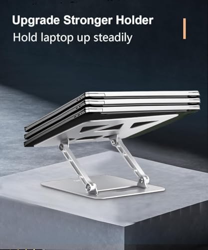 Image of Aoviho Adjustable Laptop Stand for Desk,Portable Laptop Stand Holder and Riser,Foldable Aluminum Notebook Computer Stands for MacBook Air Pro HP Lenovo Dell Samsung Chromebook, 10-15.6 inch, Silver