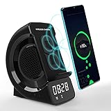 Diseño multifuncional 3 en 1: no solo un despertador, este dispositivo también se puede utilizar como un cargador inalámbrico y altavoz Bluetooth. La combinación de reloj, carga inalámbrica y música hace tu vida más cómoda y agradable.