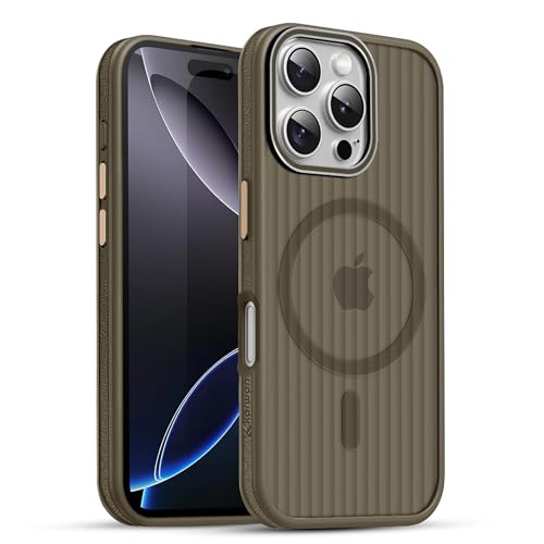 Image of KARWAN Polycarbonate Beam Magnetic Protective Cover Compatible with iPhone 16 Pro Max Camera & Body Protection|Anti Shock,Scratch Resistant|Precise Cutouts Modern Design|Wireless Charging (Brown)