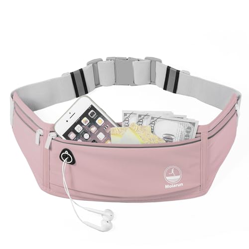 Image of Slim Running Belt Fanny Pack, Phone Holder Waist Pack Money Belt - Pink