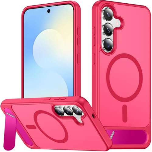 Image of SPIDERCASE Magnetic for Samsung Galaxy S25 FE Case, [3 Stand Ways][ Military Grade Drop Protection] with Invisible Stand Slim Phone Case for S25 FE 5G,Rose Red