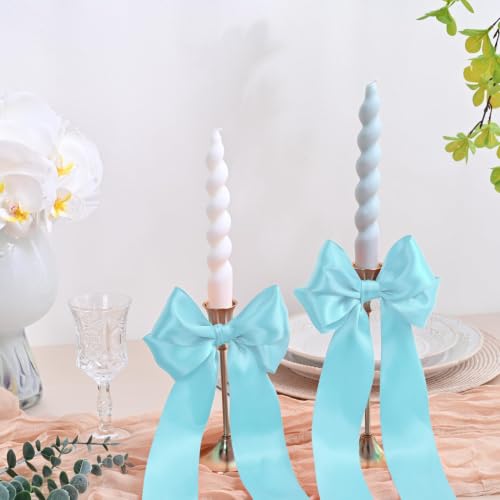 Image of Double Face Blue Topaz Satin Ribbon 2 Inch x 25 Yards Polyester Ribbon for Gift Wrapping Easter Weddings Party Decorations Hair Bows Invitations