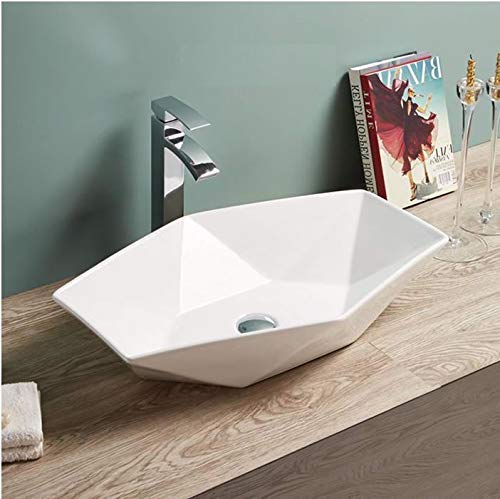 Vasque à poser en céramique blanche luxe design épuré pour une salle de bain moderne 57x37cm