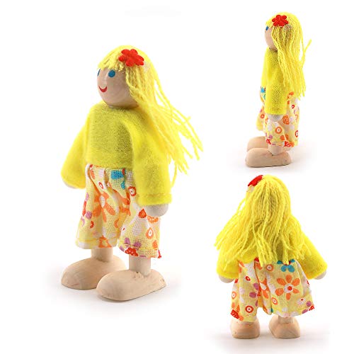 Lifreer Puppenhäuser 1 Packung Puppenhaus aus Holz Puppenhaus Möbelsets von 7 Personen Puppenhauszubehör für Puppenhaus Kinder Kinderspielzeug, Haus Familienmöbel Miniatur – Bild 8