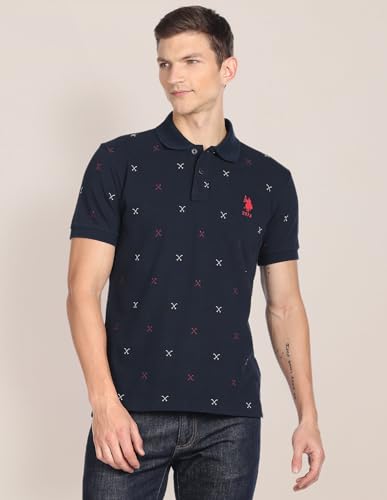 Image of U.S. Polo ASSN. Solid Slim Fit Polo T Shirts for Men - 100% Cotton, Half Sleeves Mens Tshirt