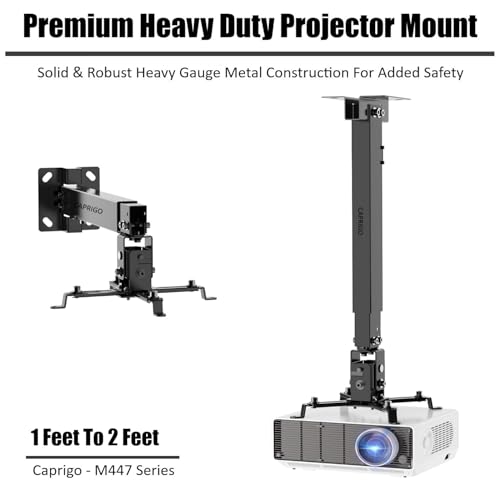 Image of CAPRIGO Heavy Duty 1 Feet to 2 Feet (12 Inch to 24 Inch) Adjustable Projector Ceiling Mount Stand, Universal Projector Wall Mounting Bracket Kit with Swivel, Tilt & Height Adjustments (B447)