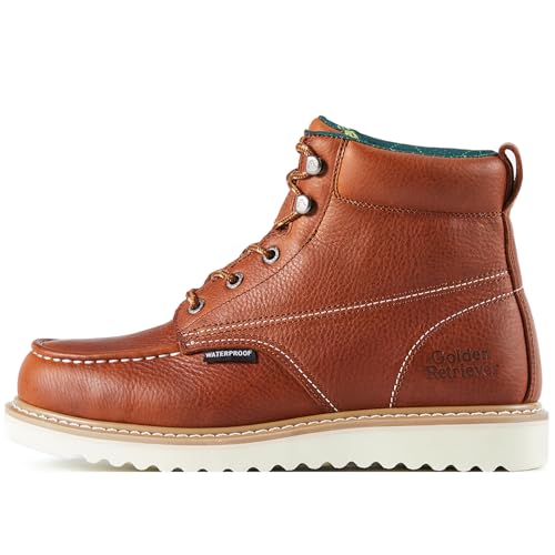 Work Boots for men Waterproof Comfortable 6" Full Grain Tumbled Leather Welt Slip and Oil-Resistant STEEL/SOFT Toe Construction Boots G6192D_G6158ST_G6282D_G6258ST2
