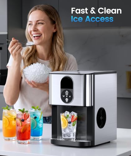 Image of Antarctic Star Countertop Nugget Ice Maker, 2.4L Tank, 44 lbs /24H, Silver | Chewable Pellet Ice Machine with Contactless Dispensing, 2.4L Removable Reservoir and Self-Cleaning for Home or Office