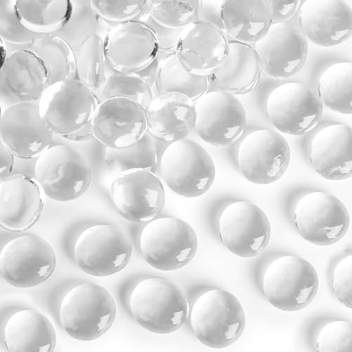 FUTUREPLUSX 1Lb Flat Glass Marbles, Clear Flat Gems...
