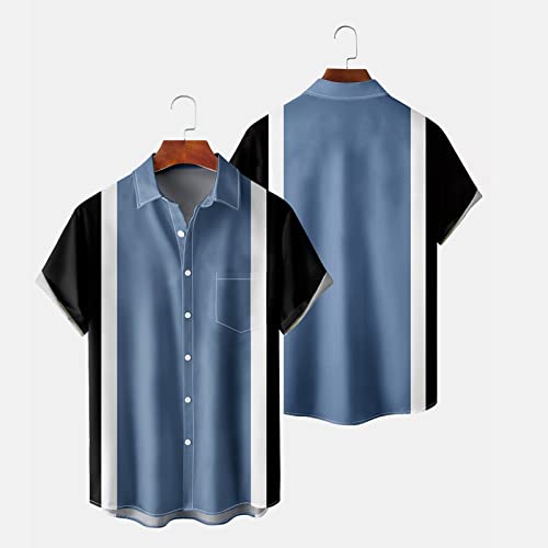 Muscularfit Mens Shirts Button Down Short Sleeve Casual Tshirt Loose Fit Color Block Collar Shirt Hawaiian Summer Beach Shirt2