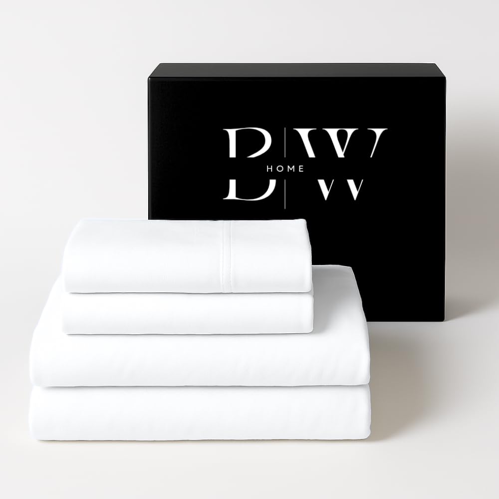 Briarwood Home® 100% Organic Cotton Percale Weave Sheet Set – Crisp, Cool, Breathable & Lightweight – Deep Pocket Bed Sheets – Hotel-Quality Comfort (White/Queen)
