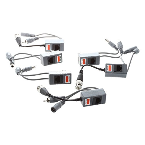 TOOGOO(R) 6pzs 3 Pares BNC Coaxial CAT5 Adaptador Cable Transceptor Balun de potencia de audio video CCTV