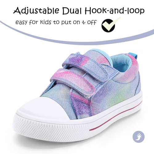Image of KomForme Toddler Sneakers for Boys and Girls Cartoon Dual Hook and Loops Sneakers Baby Canvas Shoes | Comfortable, Lightweight