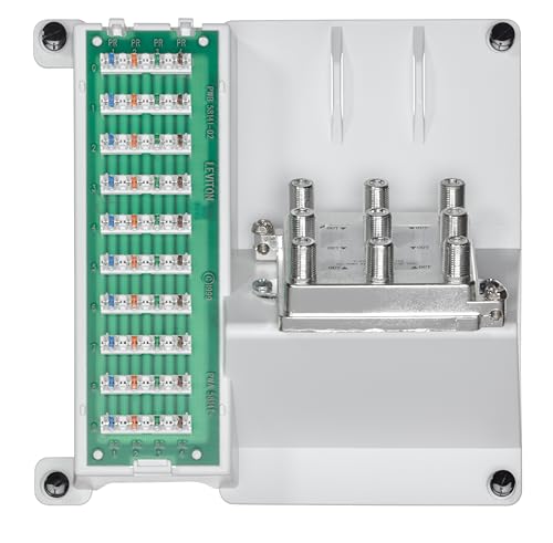 Panel de teléfono y video de 8 vías Leviton 47603-2G8 repartidor coaxial 2
