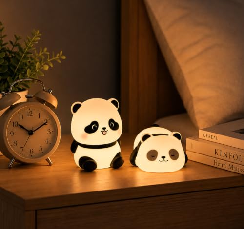Image of Quace Cute Panda Squishy Toy Set of 2 | Soft Stress Relief Squeeze Toys | Kawaii Panda Sensory Toy for Kids & Adults | Cute Desk Decor | Birthday Return Gift & Party Favor (AG3 Battery Oprated)