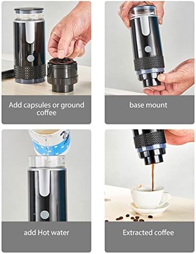 Diydeg Portable Espresso Machine, Travel Maker Compatible for Capsules Ground Coffee, Handheld Coffee Maker Manually Operated for Camping Hiking Car Office