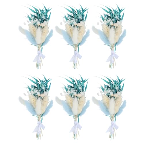 Mini ramo de flores secas decorativo azul, 6 piezas miniatura 1