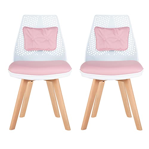 Vitcoco Modern Style Dining Kitchen Chairs With 4 Long Wooden Table Legs Indoor Room Table Chair For Kitchen, Living Room, Dining, Bedroom, Office Desk Side Chair Set Of 2(Greypink) #TOP2