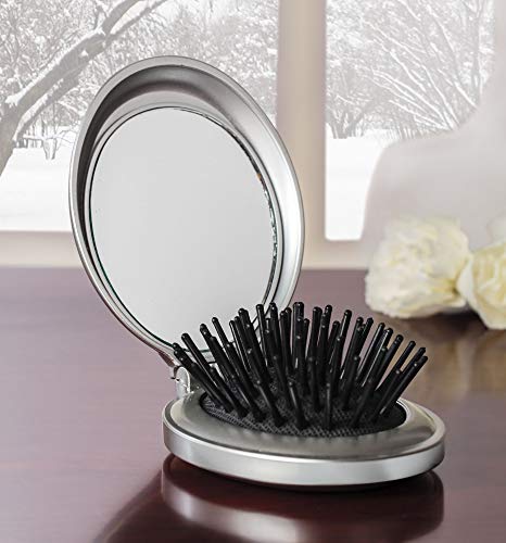 Folding Travel Hair Brush & Mirror - Mini Pop-Up Hairbrush