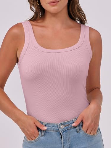 Image of ANRABESS Womens Sleeveless Scoop Neck Tank Top Ribbed Fitted Summer Basic Slim Cute Tops 2026