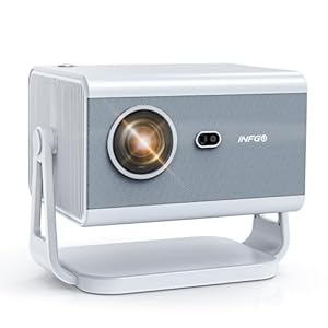 INFGO Smart Projector, 800 ANSI Home Cinema Projector 4K-Supported Full HD 1080P WiFi 6 Bluetooth 5.4 for Smartphone laptop, white