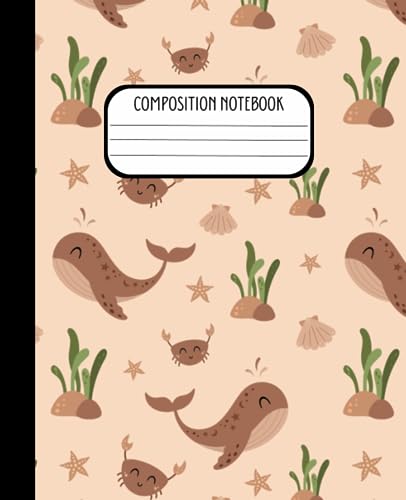 Cahier de composition baleine bohème format 19x23 cm 220 pages lignées