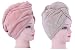 (2pack) IvyMei Microfiber Hair Towel,Quick Dry Head Towel Wrap,Shower Cap, Absorbent Hair Towel Wrap Turban,Dry Hair Cap,Pineapple Hair Wrap,Soft Fluffy Hair Towel Fleece for Women Girl(pink+khaki)