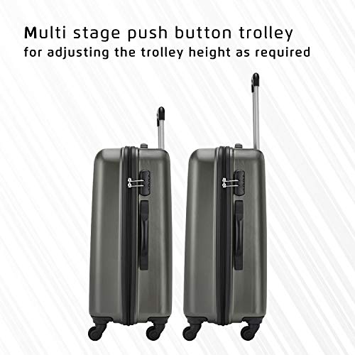 Image of Safari Glimpse 79cm Large Check-in Trolley Bag Hard Case Polycarbonate 4 Wheels 360 Degree Wheeling System Luggage, Trolley Bags for Travel, Suitcase for Travel, Gun Metal