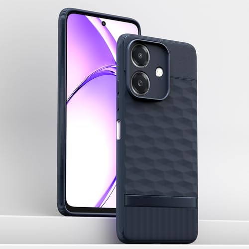 Image of Pikkme Back Cover for Oppo A3x 5G / A3x 4G / A3 5G Camera Protection 3D Hexa Cube Design Silicone Protective Bumper Case (Blue)