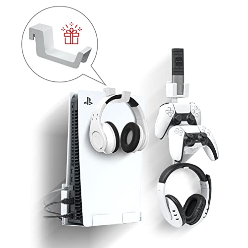 Ps5 Wall Mount Kit, Ps5 Wall Mount With Playstation 5 Controller Holder,Headphone Hook And Ps5 Remote Control Storage Box - Ps5 Accessories Kit #TOP7