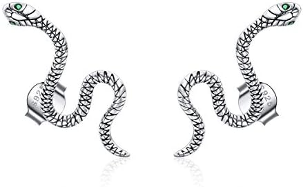Tiny Snake Stud Earrings for Women: 925 Sterling Silver Snakes Earring Animal Studs Earring 5A Cubic Zirconia CZ Stud Earrings Trendy Snake Jewellry, Birthday Gifts for Teen Girls Woman
