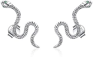 Tiny Snake Stud Earrings for Women: 925 Sterling Silver Snakes Earring Animal Studs Earring 5A Cubic Zirconia CZ Stud Earrings Trendy Snake Jewellry, Birthday Gifts for Teen Girls Woman
