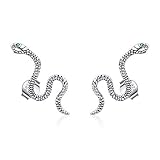 Snake Ear Climber Earrings for Women: 925 Sterling Silver Snake Earrings Serpent Stud Earring Snakes