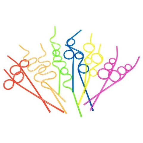 12-Pk Crazy Straws for Kids Silly Straws for Kids Plastic Straws Reusable Drinking Straws Reusable Plastic Straws Plastic Reusable Straws for Kids Reusable Straws Hard Plastic Straws Party Straws Cover