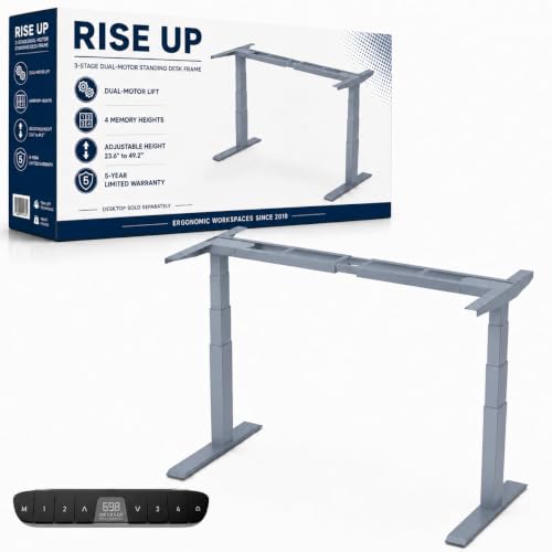 Rise Up Stehpultbeine - Dual-Motor Stehpult Rahmen mit Memory Elektrischer Stehpult Gestell Höhenverstellbare Tischbeine für Sit Stand Schreibtisch Basis Elektronischer Aufstehschreibtisch