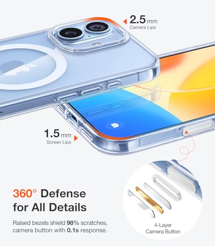 Image of TORRAS Magnetic Shockproof for iPhone 17 case with Camera Control, [12FT Military Grade Drop Protection][Fit for MagSafe], Transparent Anti-Fingerprint & Soft Touch Case for iPhone 17, Crystal Clear
