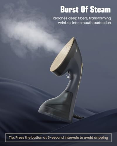 BEAUTURAL Steamer for Clothes, 2-in-1 Steam & Iron, 1200W Handheld Powerful Garment Fabric Wrinkle Remover with Burst Steam, Ceramic Heating Plate, 30-Second Fast Heat-up, Auto-Off (Only for 120V) - Image 5