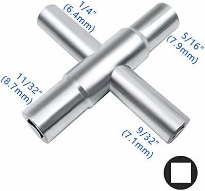 1pcs 4-way Sillcock Key Steel Sillcock Wrench Silver Water Utility Key for Hose Bib Spigot Valve