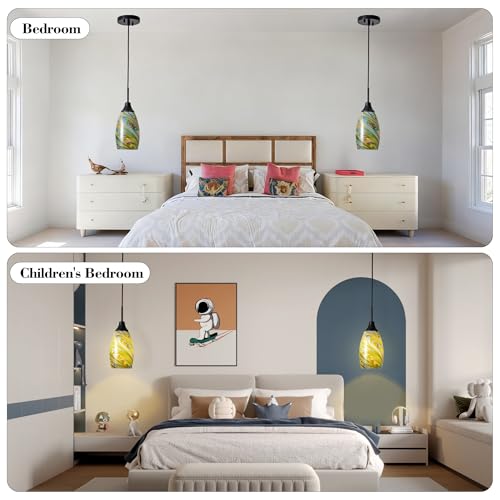 Image of Viinew Mini Glass Pendant Light 4.72 inch Colorful Oval Pendant Lights
