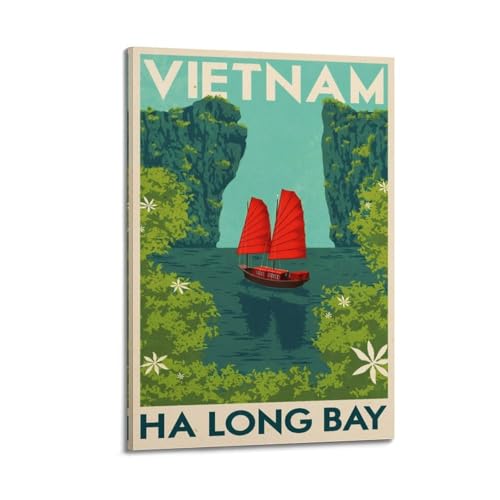 Toile Ha Long Bay premium - Peinture décorative artistique QXYUIN style cadre 30 x 45 cm
