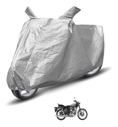 Image of Auto Hub Waterproof Bike Cover Compatible with RE Bullet 500 Dustproof, UV Protection Two Wheeler Bike Bullet 500 Cover - Metallic Silver