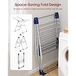 Clothes Drying Rack with Height-Adjustable Wings, Metal Foldable Laundry Dryer Stand for Clothing & Bedding, Free-Standing Collapsible for Indoor & Outdoor Use, 55.5" L × 22.8" W, Silver Blue - Image 4
