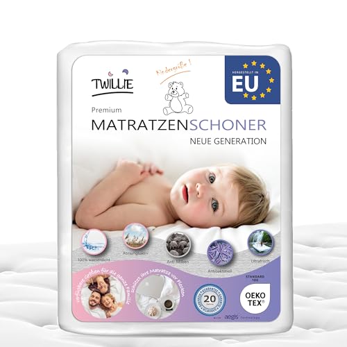 Twillie – Matratzenschoner 80 x 160 cm Wasserdicht - Matratzen-Topper zertifiert Oeko-TEX® Aegis® - Atmungsaktive Matratzenauflage – Hygienischer Anti-Milben Matratzenbezug - 20 Jahre Garantie Blanc
