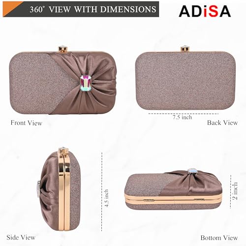 Image of ADISA Studded formal party clutch with gold chain for women and girls (CL107)