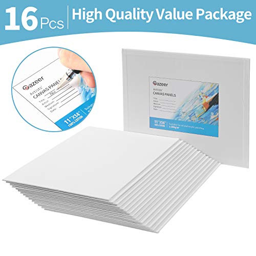 Gazeer Super Value 16Pcs Canvas Panels Artist Painting Canvas Panels - 11x14 Inch - 8 Oz. Canvas Boards for Oil & Acrylic Painting - Thumbnail 3
