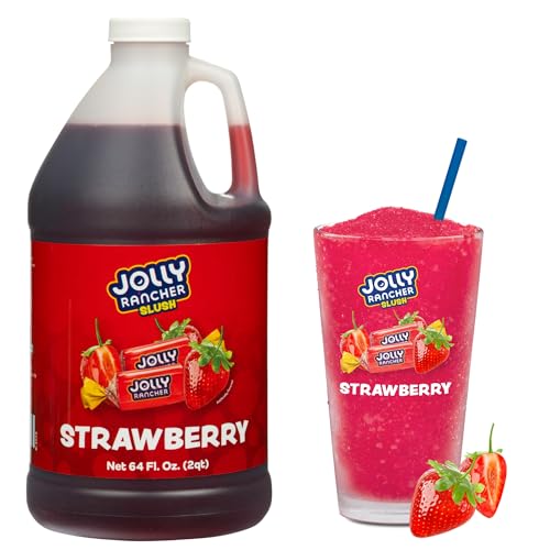Image of JOLLY RANCHER SLUSH Strawberry Frozen Beverage Mix - Fruit Flavor Slushie Mix for Machine, 1 /2 Gallon Bottle - Drink Concentrate, 5:1 Ratio for Slushie & Frozen Drink Machines