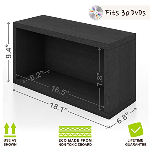 Way Basics Media Storage Rack Shelf Organizer Holds 30 PS5 Games, DVDs, Blu-Rays (Tool-Free Assembly And Uniquely Crafted From Sustainable Non Toxic zBoard Paperboard), Black